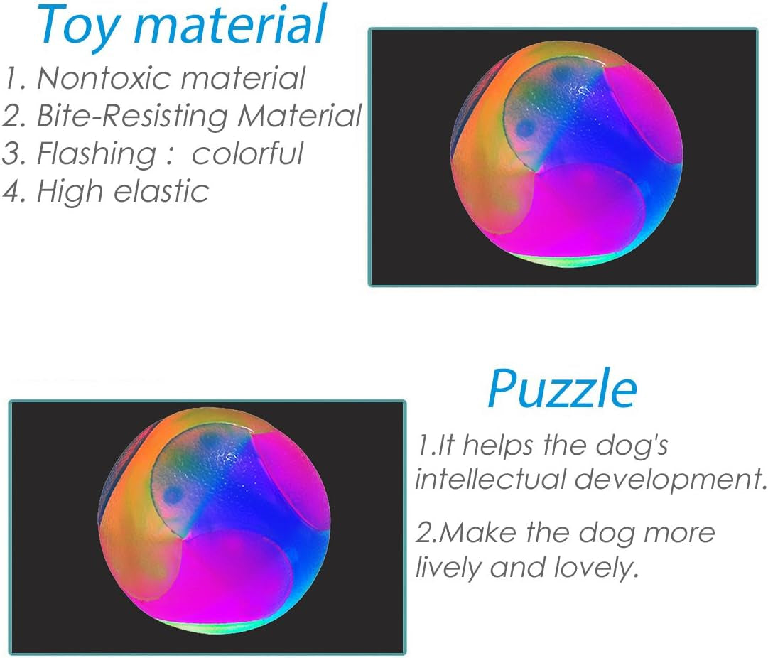 Set of 2 LED Light-Up Dog Balls, Glow-in-the-Dark Flashing Pet Toys for Puppies, Cats, and Dogs