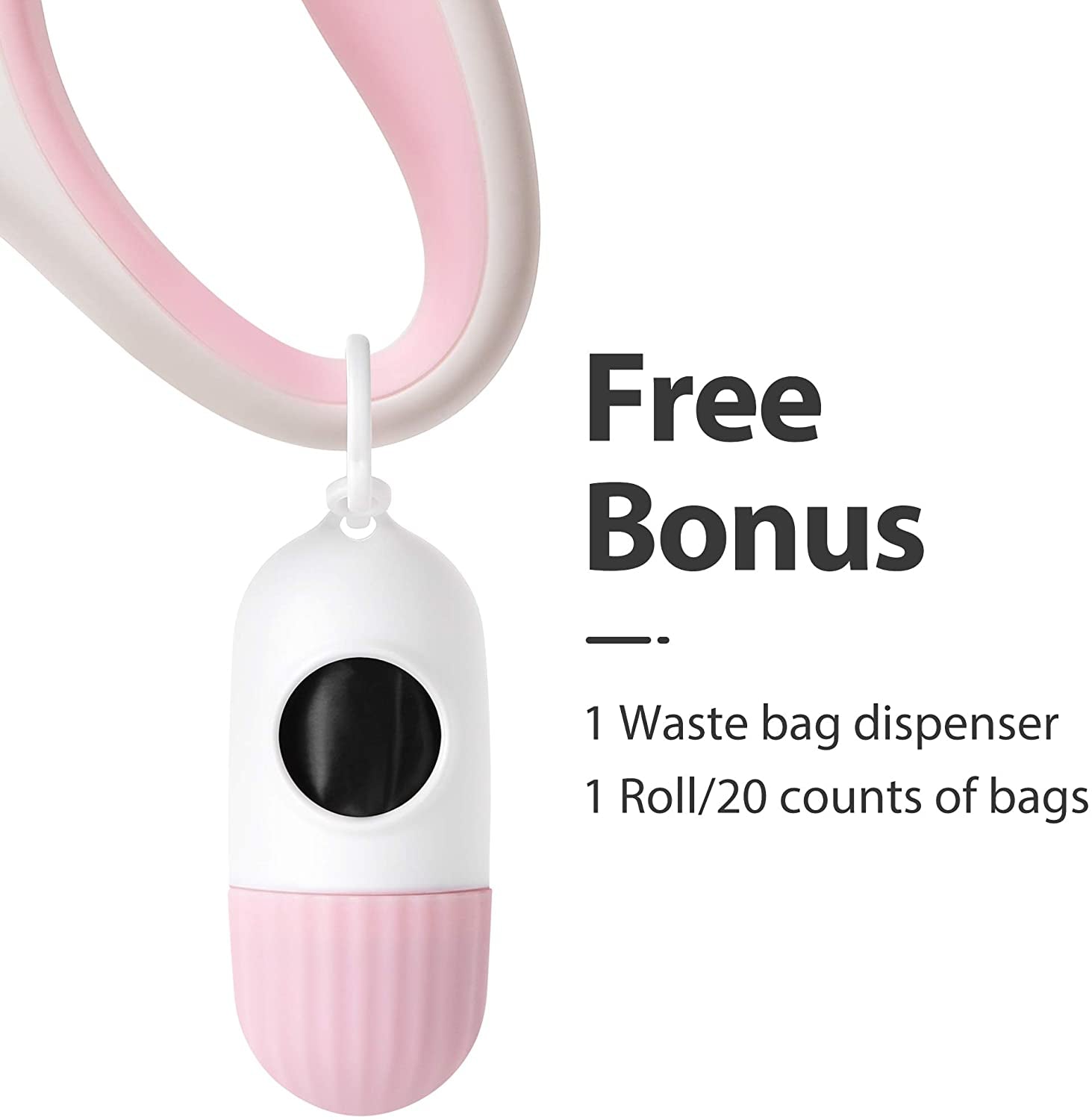 Retractable Dog Leash with Poop Bag Dispenser, 10 Ft Leash for X-Small Dogs and Cats up to 18 lbs, Anti-Slip Handle, Tangle-Free Design, Reflective Nylon Tape (XS, White)