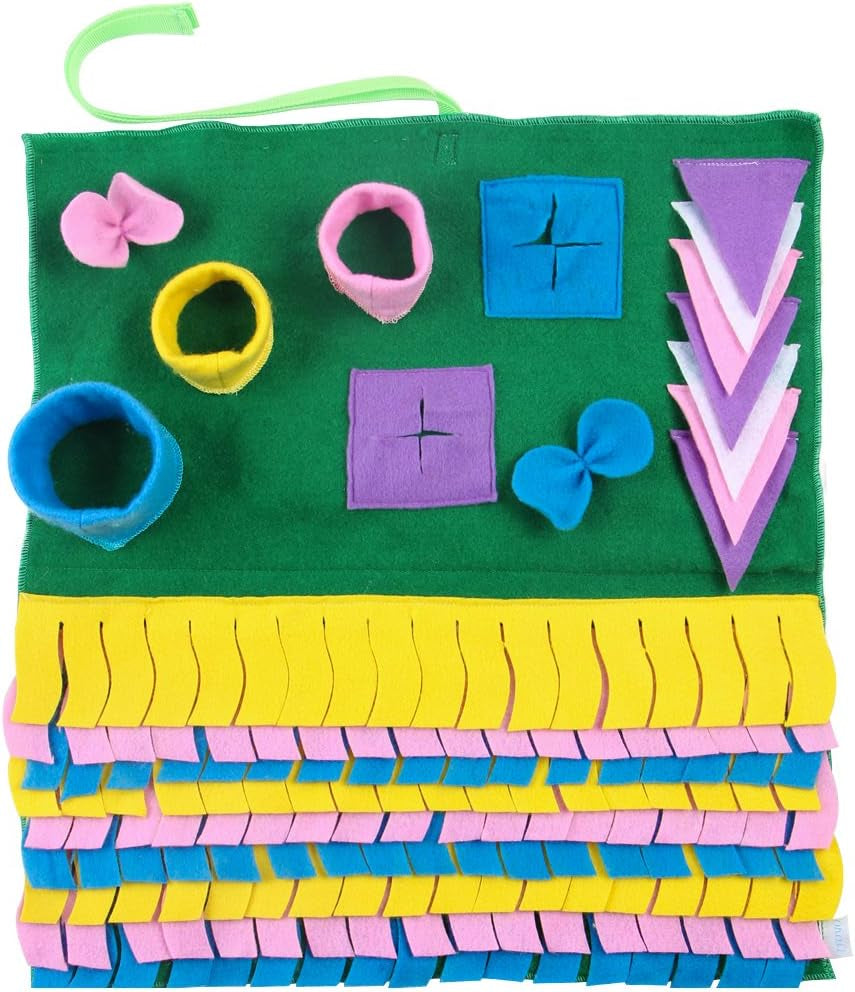 Dog Feeding and Snuffle Mat for Small Dogs - Non-Slip Activity Blanket for Foraging Skills and Stress Relief (Size S, Green, 17.7 x 19.7 in / 45 x 50 cm)