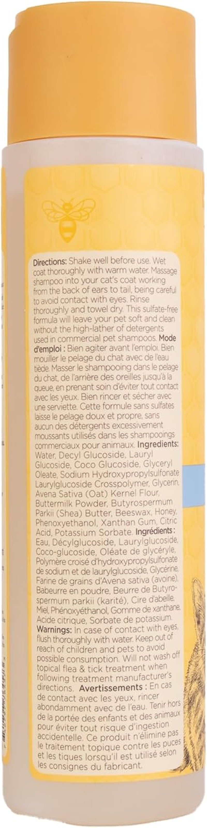 Tearless Buttermilk and Honey Kitten Shampoo, 99% Natural Origin, Gentle Formula for Sensitive and Itchy Skin, pH Balanced and Fragrance-Free, 10 Fl Oz