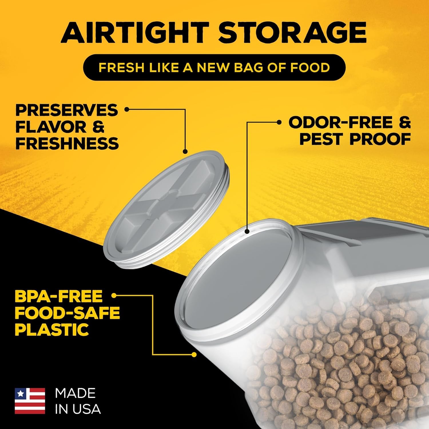 Vittles Vault Pet Food Storage Container - Airtight Storage Solution for Dog and Cat Food, Capacity up to 80 lbs, Made in the USA - Dimensions: 14" L x 28" H