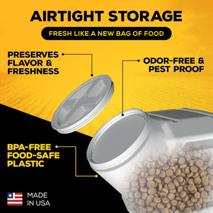 Vittles Vault Pet Food Storage Container - Airtight Storage Solution for Dog and Cat Food, Capacity up to 80 lbs, Made in the USA - Dimensions: 14" L x 28" H