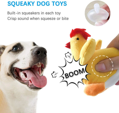Plush Squeaky Dog Toy Set for Small to Medium Dogs - 12 Safe Chew Toys for Puppies Teething (6 Unique Designs)