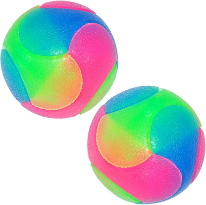 Set of 2 LED Light-Up Dog Balls, Glow-in-the-Dark Flashing Pet Toys for Puppies, Cats, and Dogs