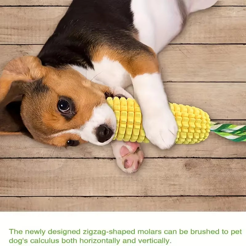 Durable Interactive Dog Chew Toys for Aggressive Chewers, Squeaky Corn Stick Toy for Small and Large Puppies