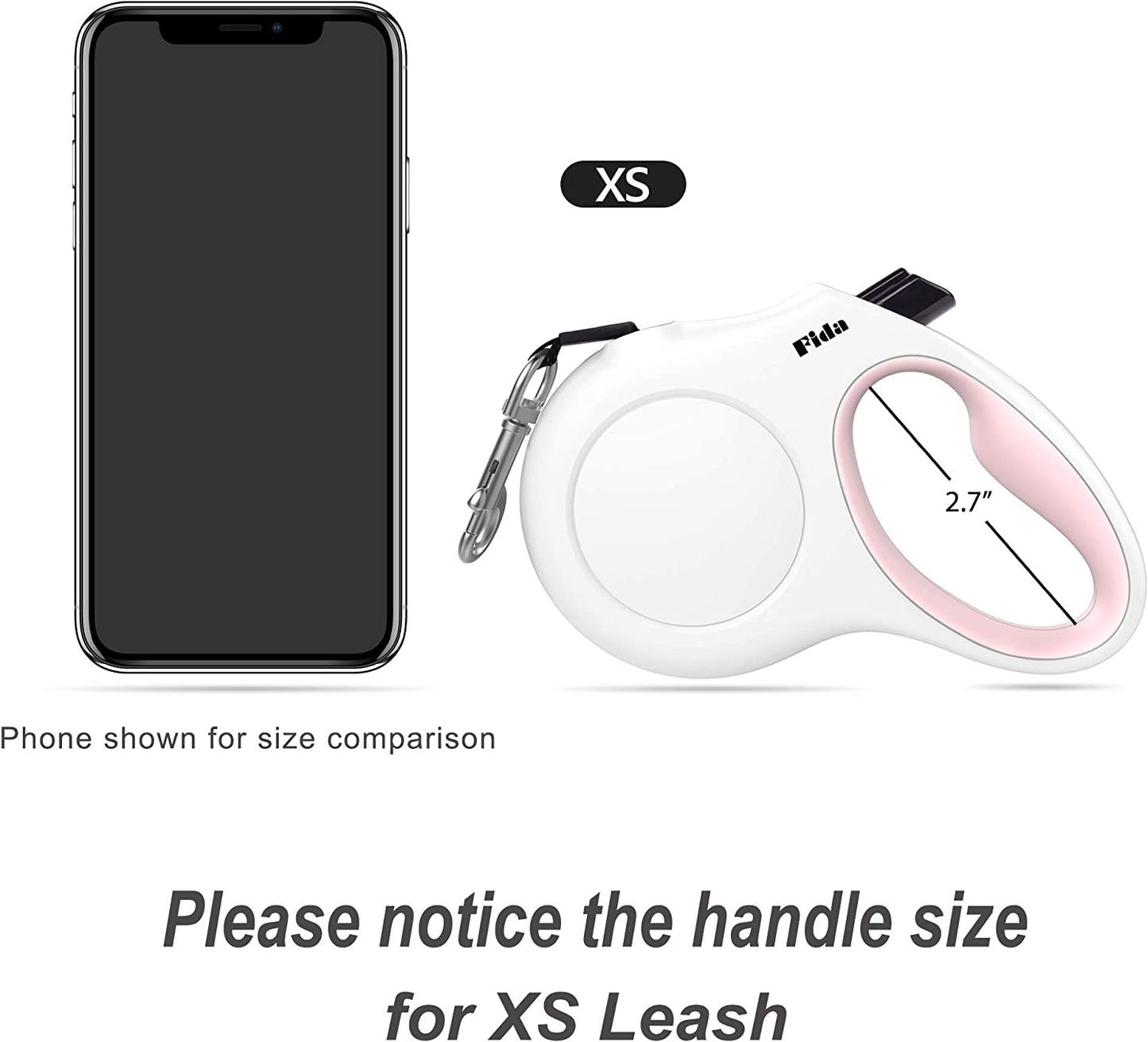 Retractable Dog Leash with Poop Bag Dispenser, 10 Ft Leash for X-Small Dogs and Cats up to 18 lbs, Anti-Slip Handle, Tangle-Free Design, Reflective Nylon Tape (XS, White)