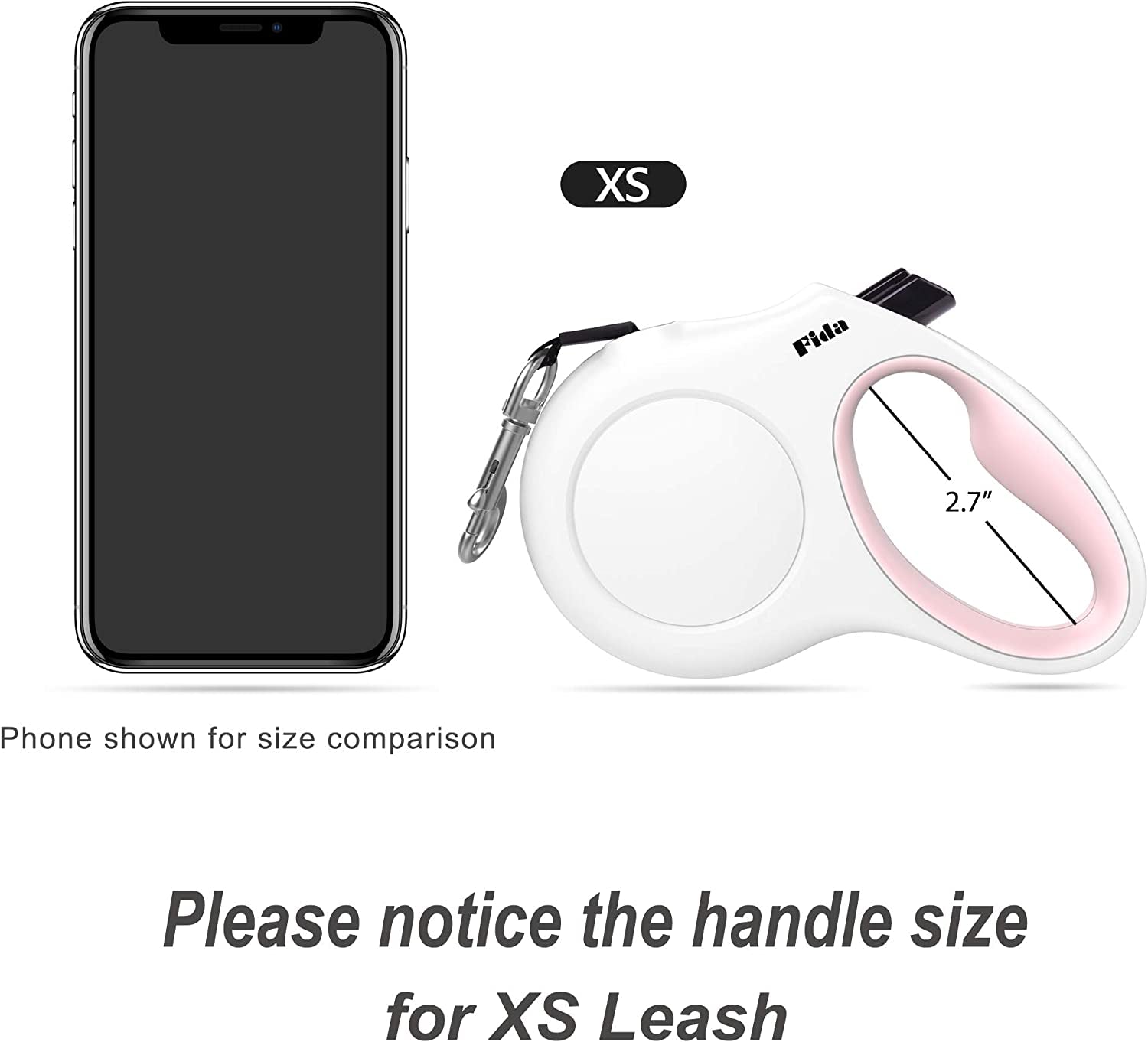 Retractable Dog Leash with Poop Bag Dispenser, 10 Ft Leash for X-Small Dogs and Cats up to 18 lbs, Anti-Slip Handle, Tangle-Free Design, Reflective Nylon Tape (XS, White)