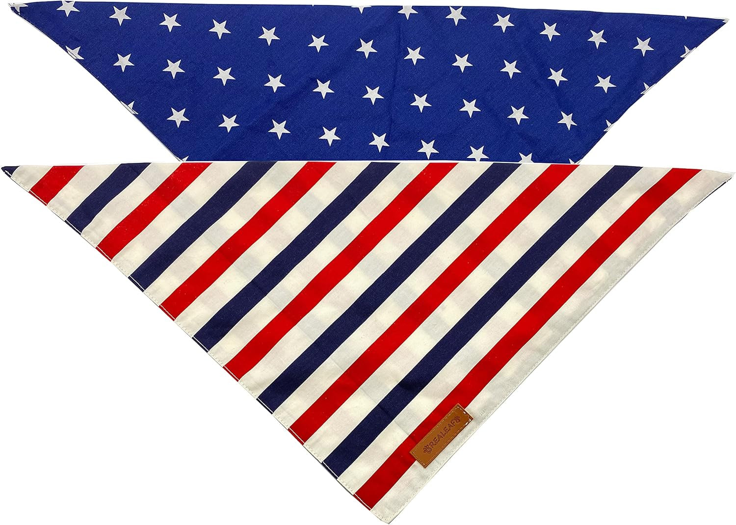 Reversible American Flag Dog Bandanas - 2 Pack, Premium Durable Fabric, Patriotic Scarves for Large and Extra Large Dogs