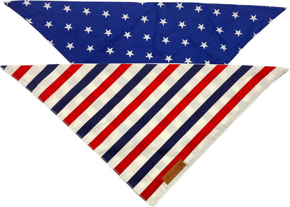 Reversible American Flag Dog Bandanas - 2 Pack, Premium Durable Fabric, Patriotic Scarves for Large and Extra Large Dogs