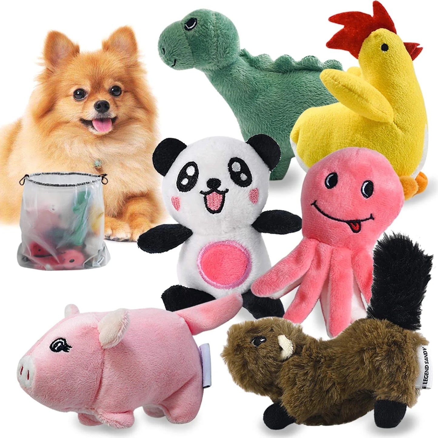 Plush Squeaky Dog Toy Set for Small to Medium Dogs - 12 Safe Chew Toys for Puppies Teething (6 Unique Designs)
