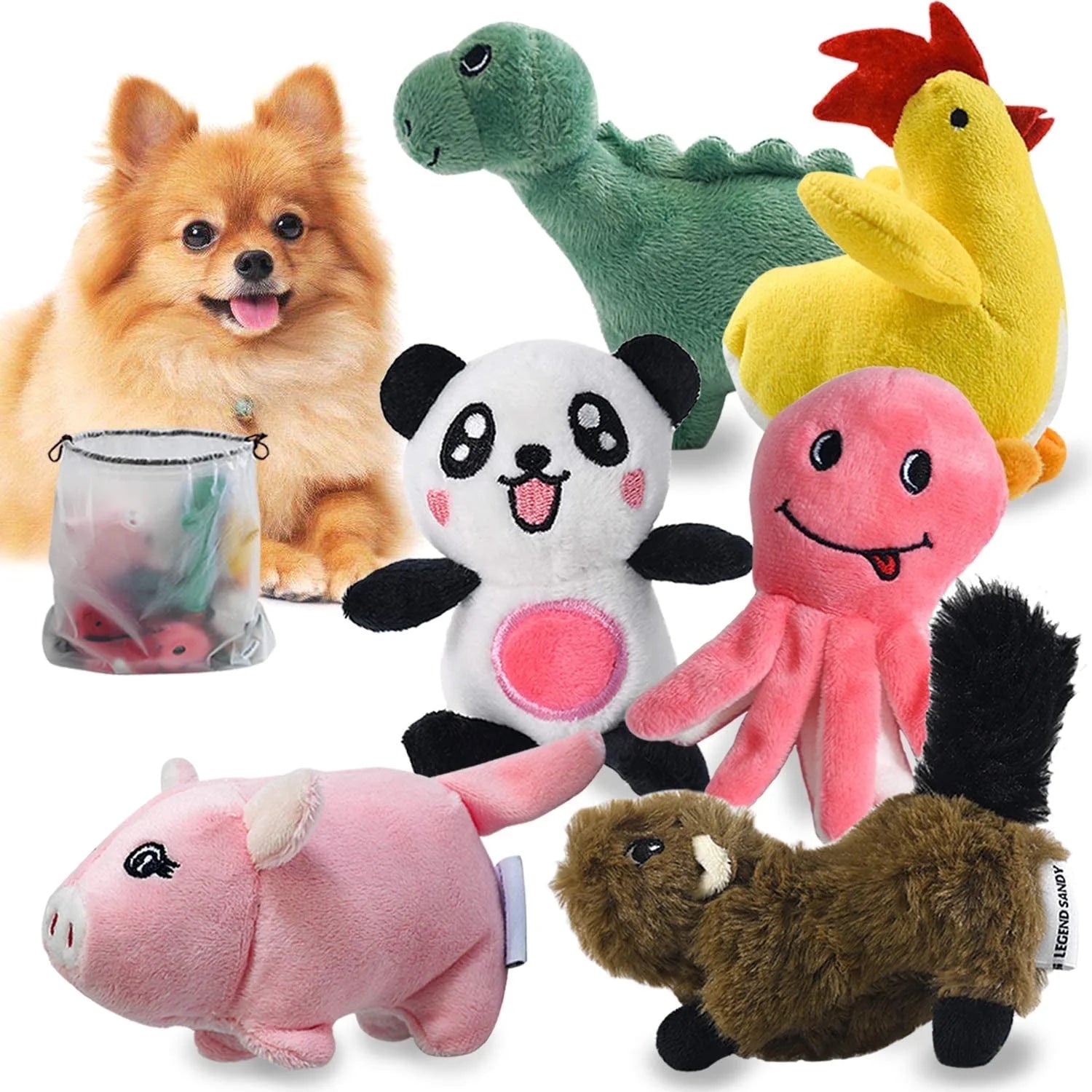 Plush Squeaky Dog Toy Set for Small to Medium Dogs - 12 Safe Chew Toys for Puppies Teething (6 Unique Designs)