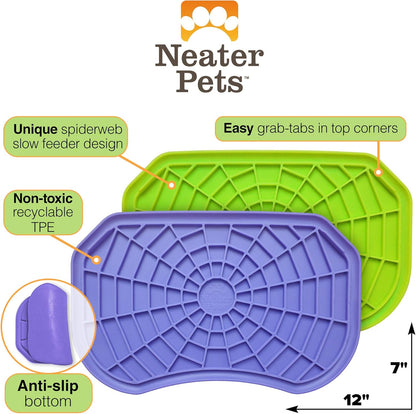 Neater Pets Neat-Lik Dog Lick Mat - Interactive Treat Licking Pad for Dogs and Cats, Reduces Anxiety and Boredom, Peanut Butter Slow Feeder, Suitable for Small and Large Breeds (Purple & Green)