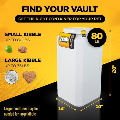 Vittles Vault Pet Food Storage Container - Airtight Storage Solution for Dog and Cat Food, Capacity up to 80 lbs, Made in the USA - Dimensions: 14" L x 28" H