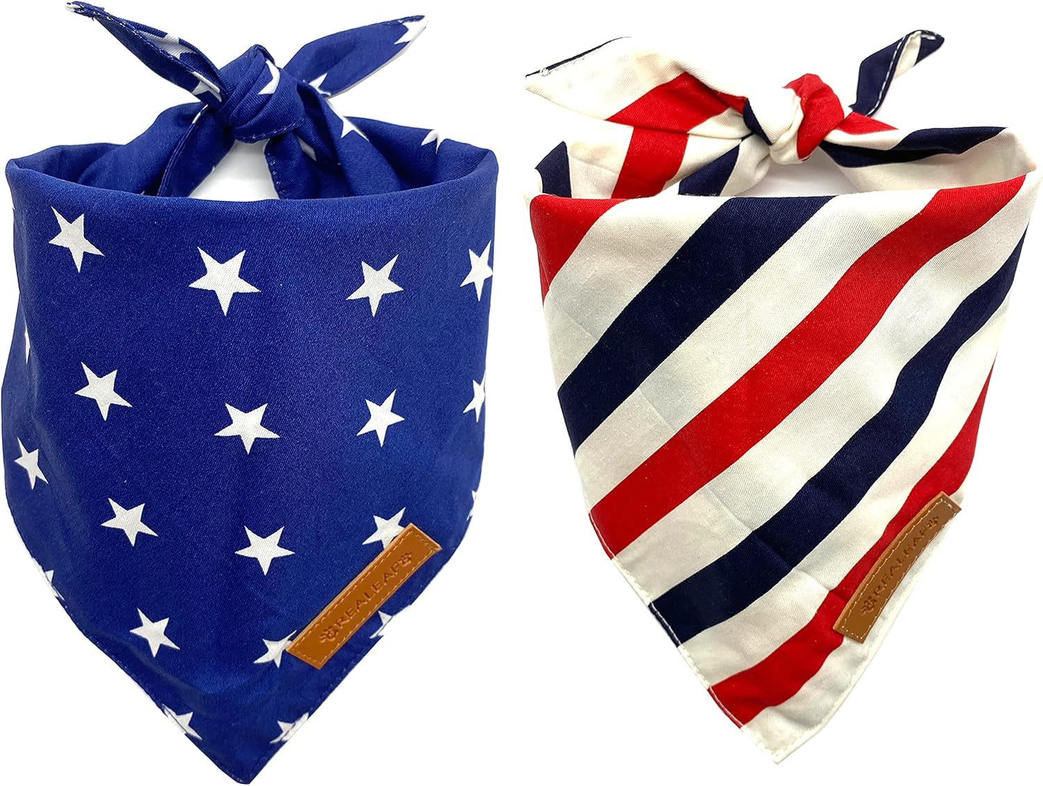 Reversible American Flag Dog Bandanas - 2 Pack, Premium Durable Fabric, Patriotic Scarves for Large and Extra Large Dogs