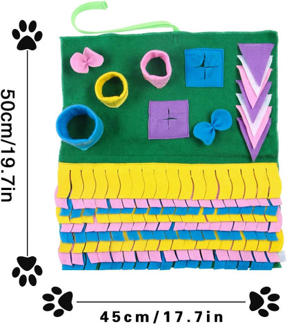 Dog Feeding and Snuffle Mat for Small Dogs - Non-Slip Activity Blanket for Foraging Skills and Stress Relief (Size S, Green, 17.7 x 19.7 in / 45 x 50 cm)