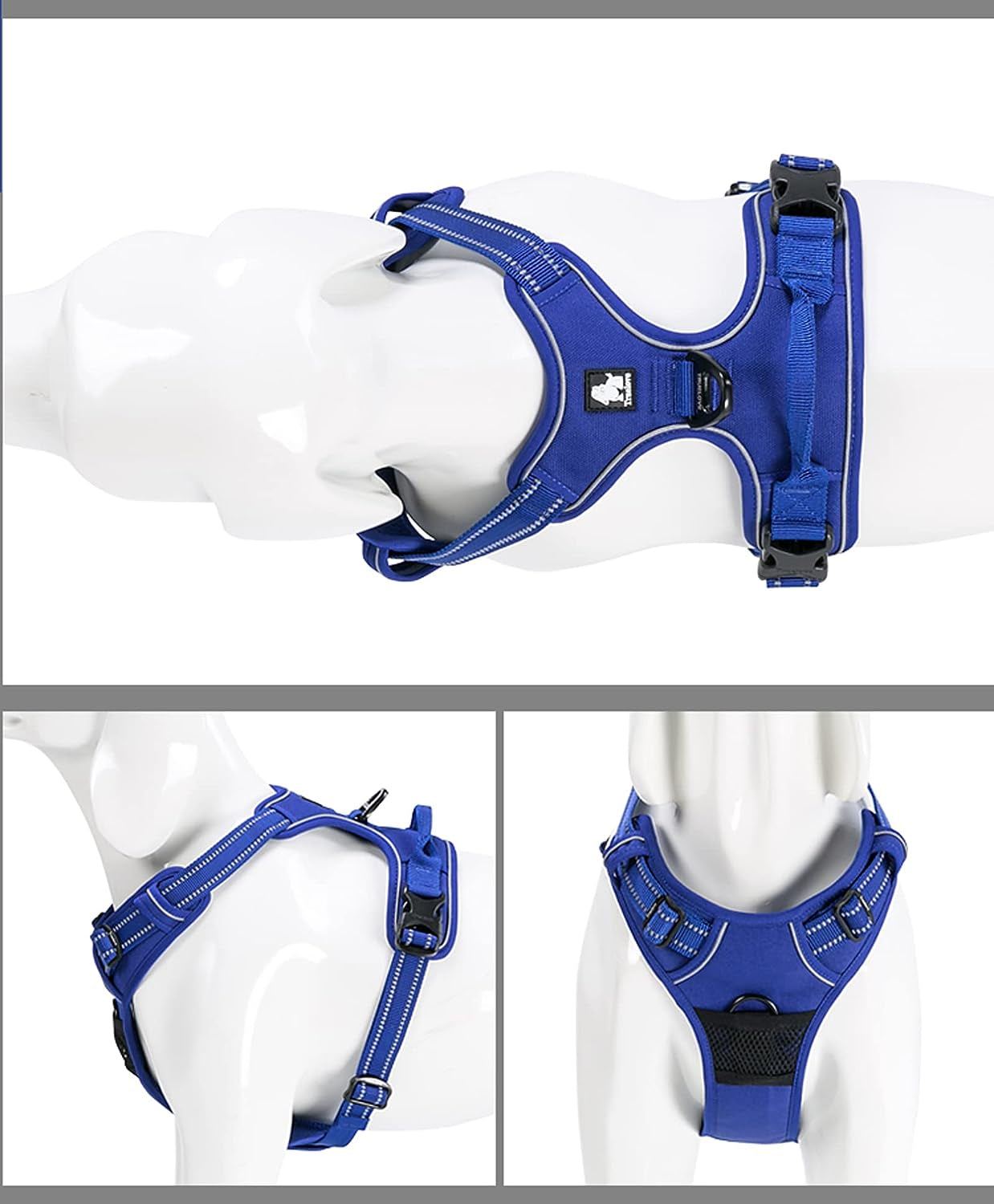 Adjustable No-Pull Reflective Dog Harness - Comfortable Control Vest in Royal Blue (Medium) by Truelove TLH5651