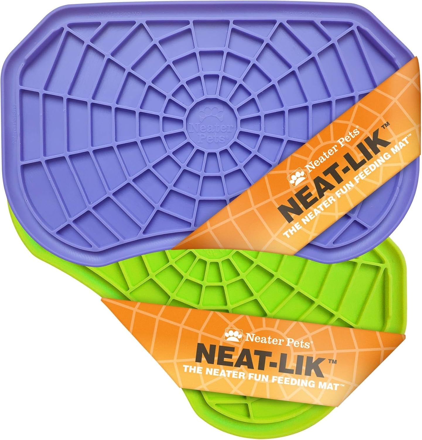 Neater Pets Neat-Lik Dog Lick Mat - Interactive Treat Licking Pad for Dogs and Cats, Reduces Anxiety and Boredom, Peanut Butter Slow Feeder, Suitable for Small and Large Breeds (Purple & Green)