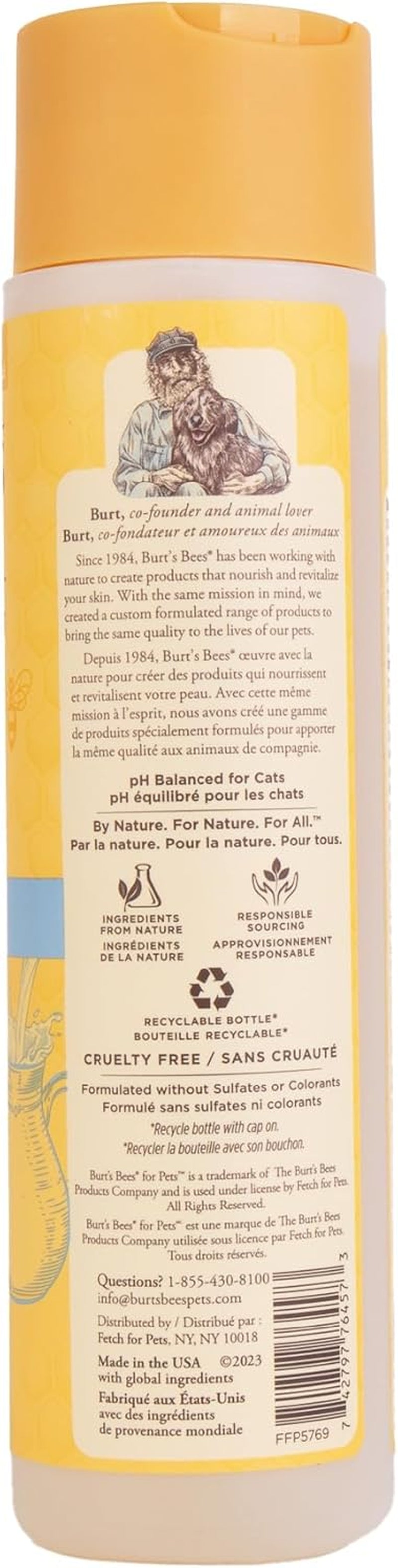 Tearless Buttermilk and Honey Kitten Shampoo, 99% Natural Origin, Gentle Formula for Sensitive and Itchy Skin, pH Balanced and Fragrance-Free, 10 Fl Oz