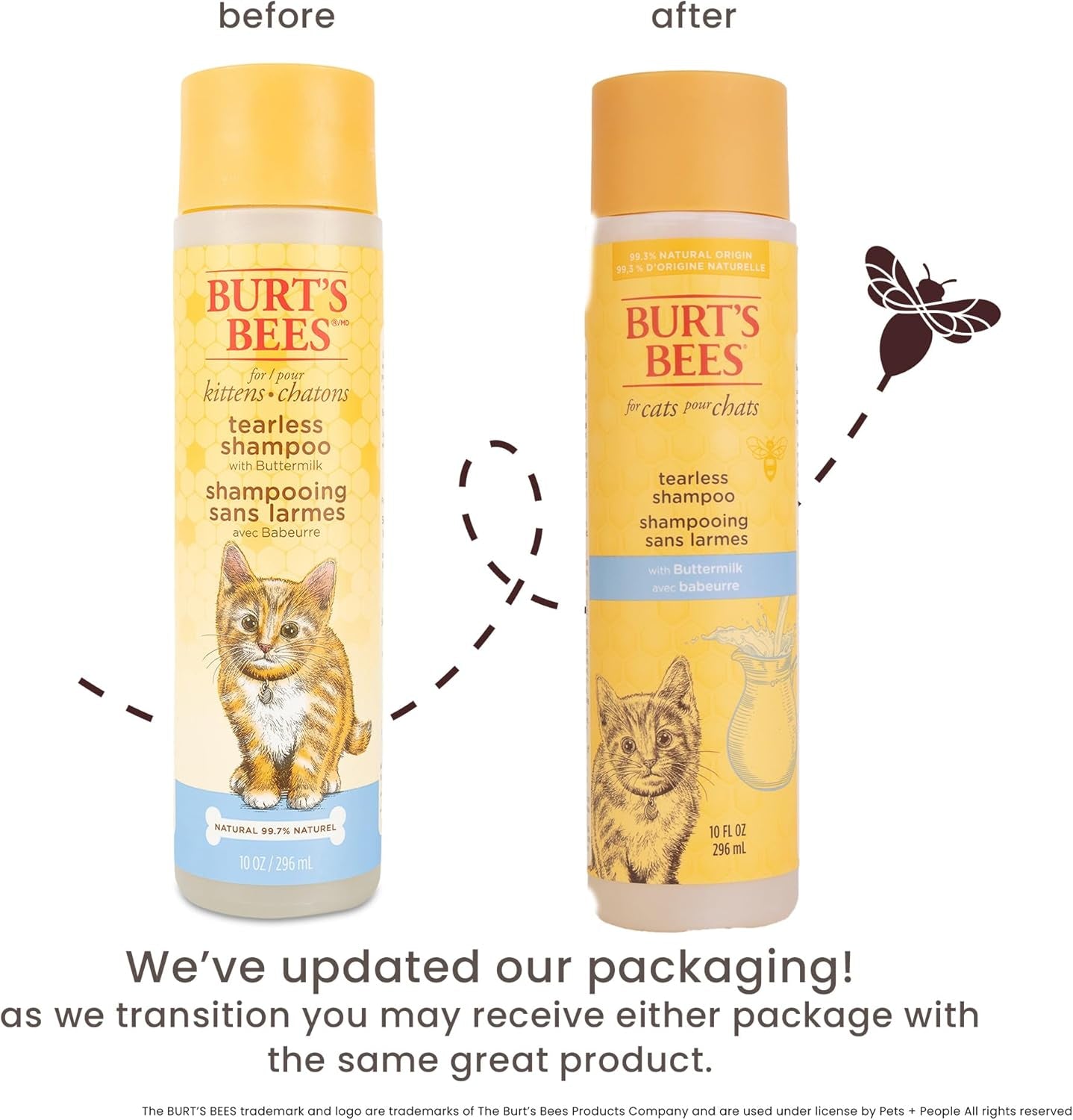 Tearless Buttermilk and Honey Kitten Shampoo, 99% Natural Origin, Gentle Formula for Sensitive and Itchy Skin, pH Balanced and Fragrance-Free, 10 Fl Oz