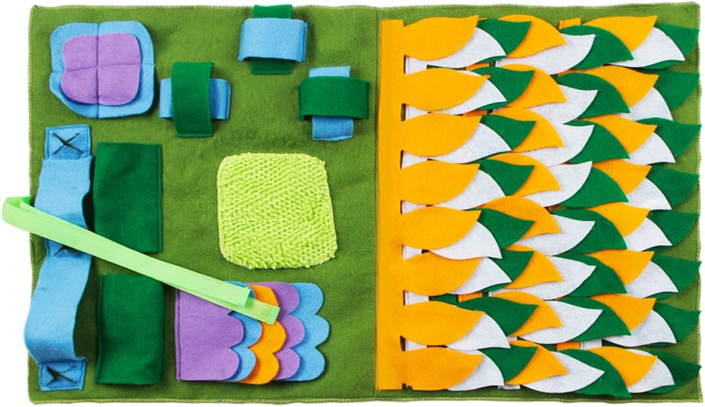 Dog Feeding and Snuffle Mat for Small Dogs - Non-Slip Activity Blanket for Foraging Skills and Stress Relief (Size S, Green, 17.7 x 19.7 in / 45 x 50 cm)