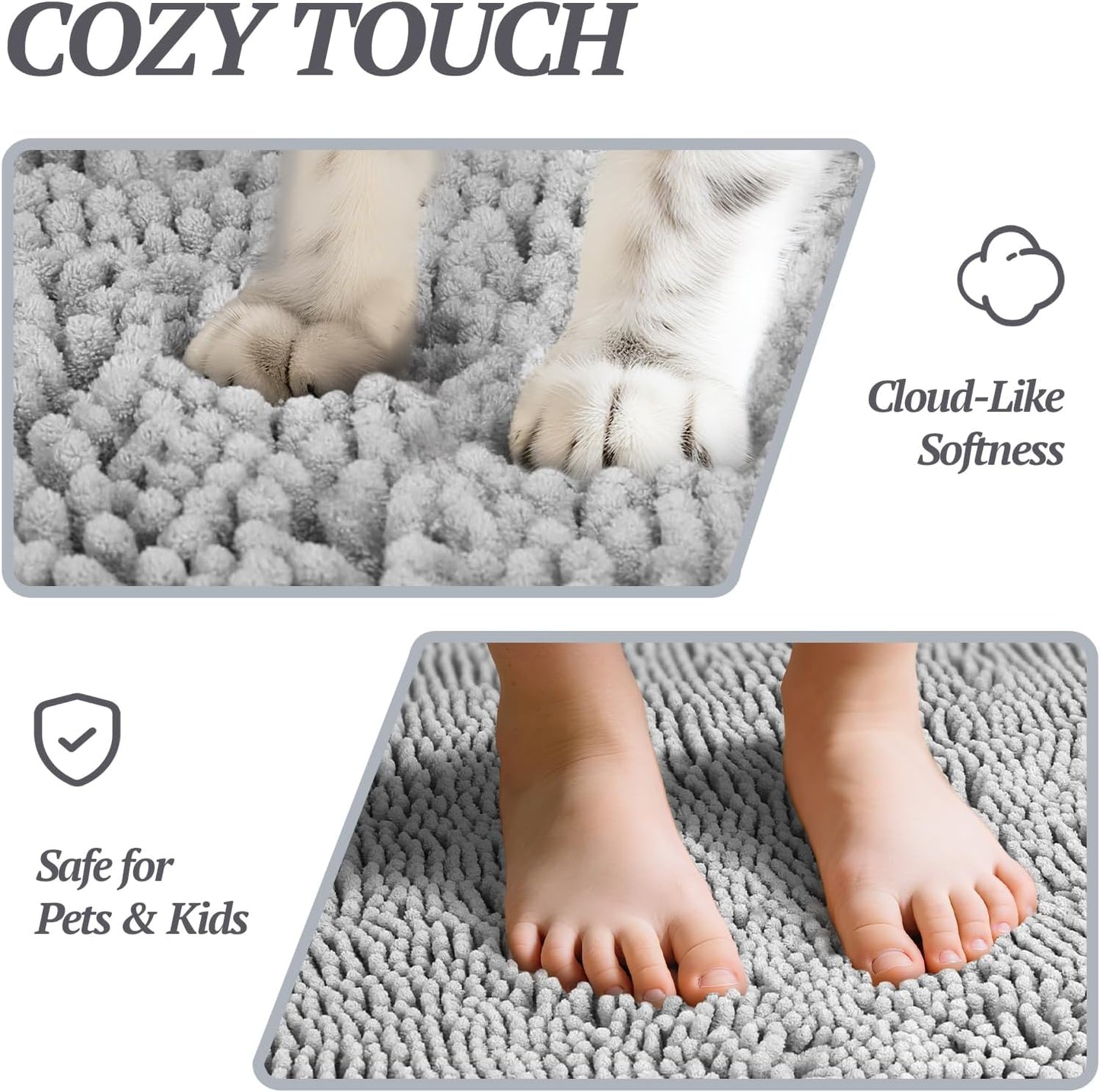 Absorpmax Indoor Dog Door Mat - Waterproof and Washable Mud Trapper Rug for Entryways, 31" x 20", Grey