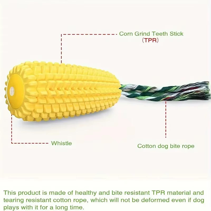 Durable Interactive Dog Chew Toys for Aggressive Chewers, Squeaky Corn Stick Toy for Small and Large Puppies