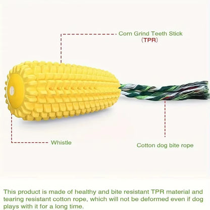 Durable Interactive Dog Chew Toys for Aggressive Chewers, Squeaky Corn Stick Toy for Small and Large Puppies