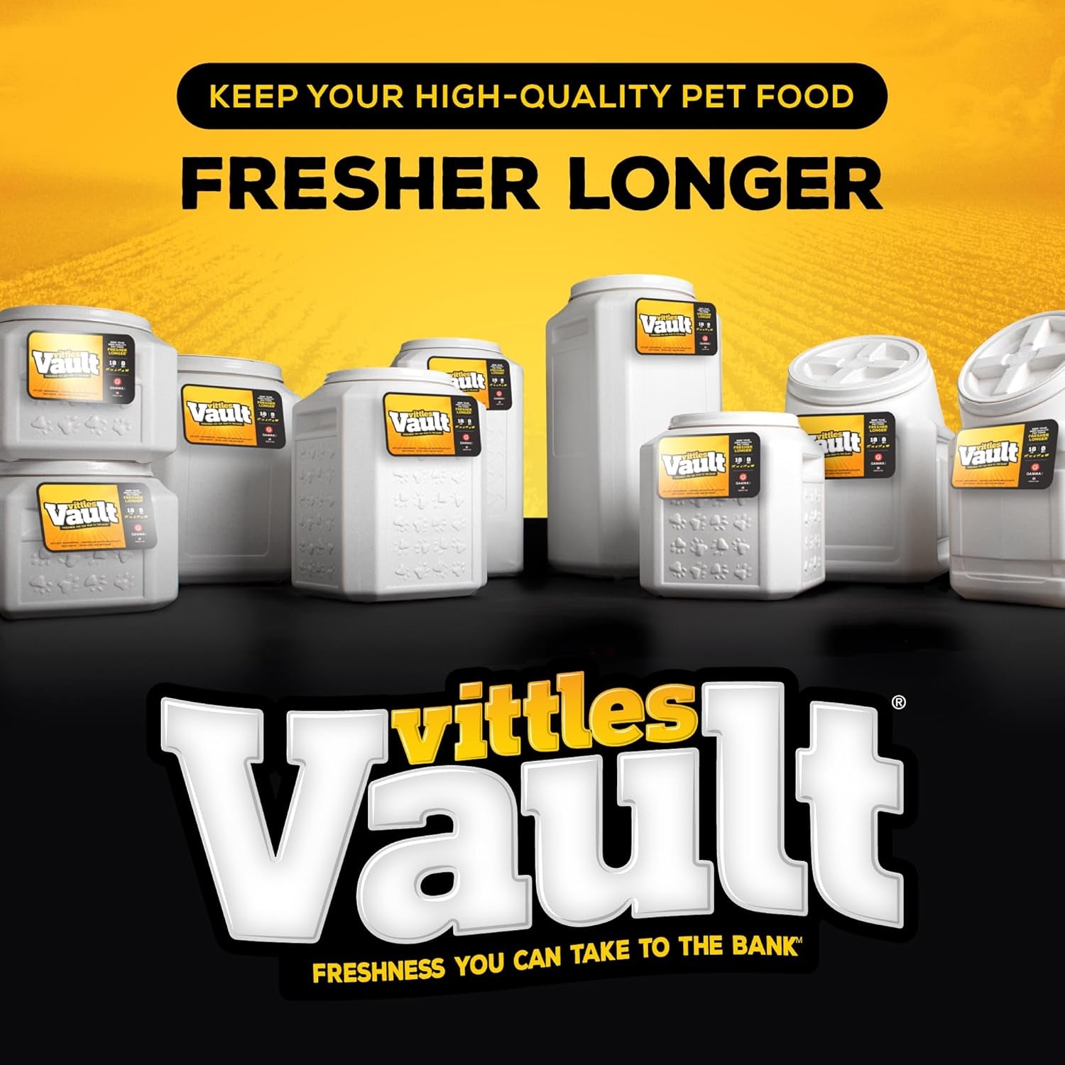 Vittles Vault Pet Food Storage Container - Airtight Storage Solution for Dog and Cat Food, Capacity up to 80 lbs, Made in the USA - Dimensions: 14" L x 28" H